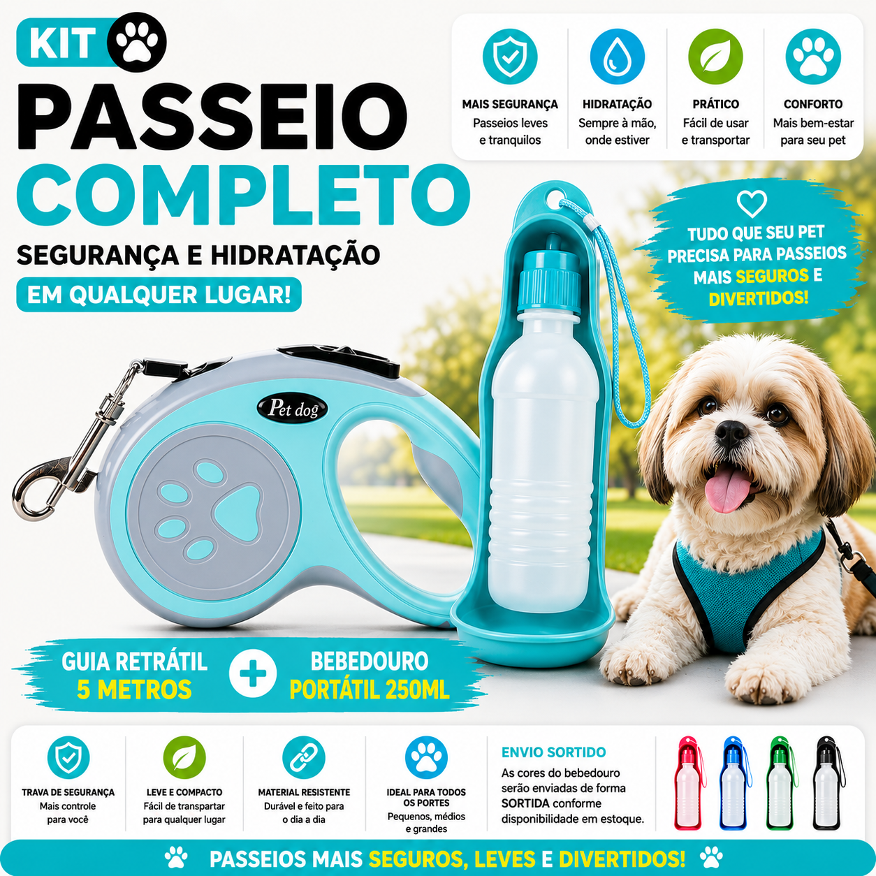 Kit Passeio Trela + Bebedouro - vista 2