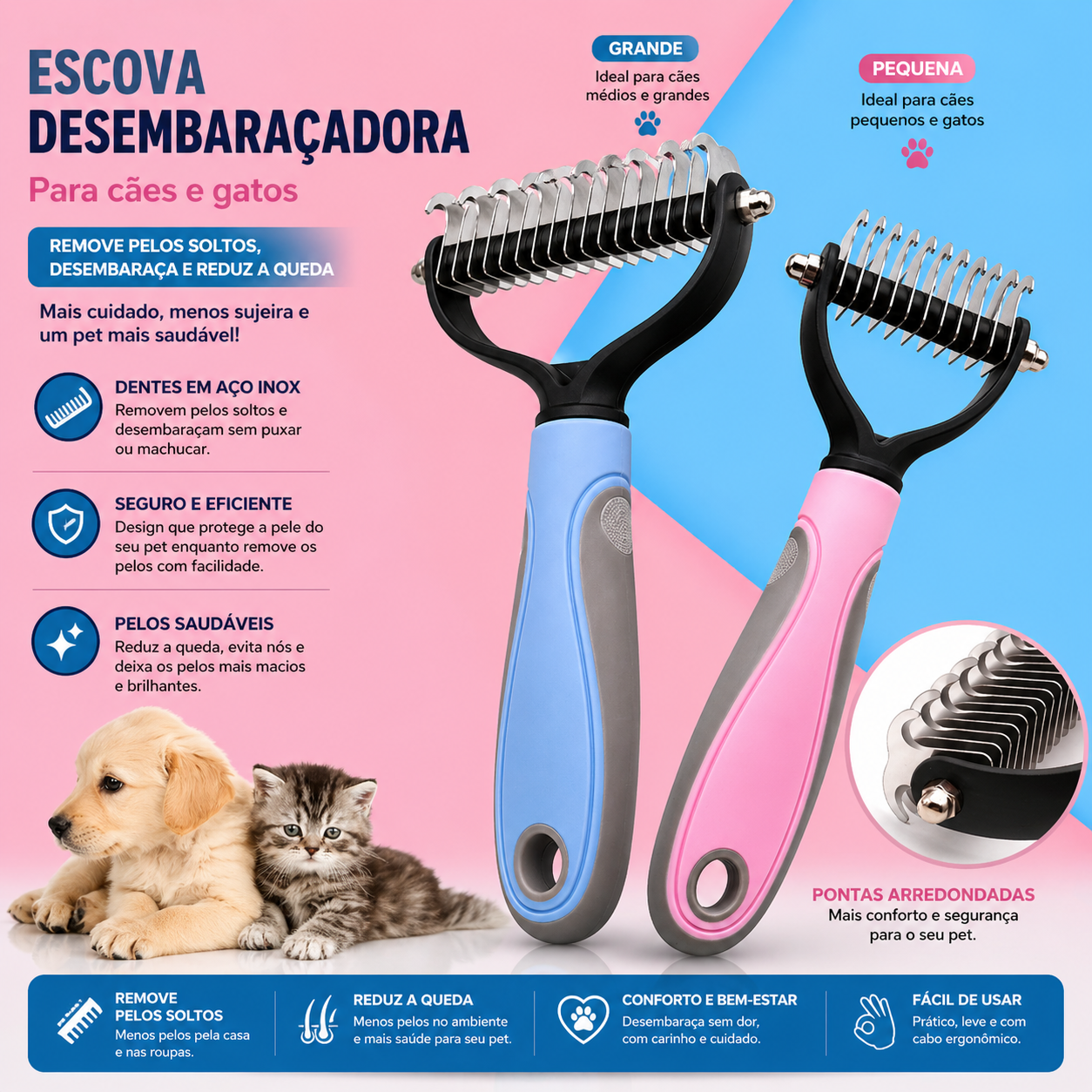 Escova Dupla Desembaraçadora - vista 3